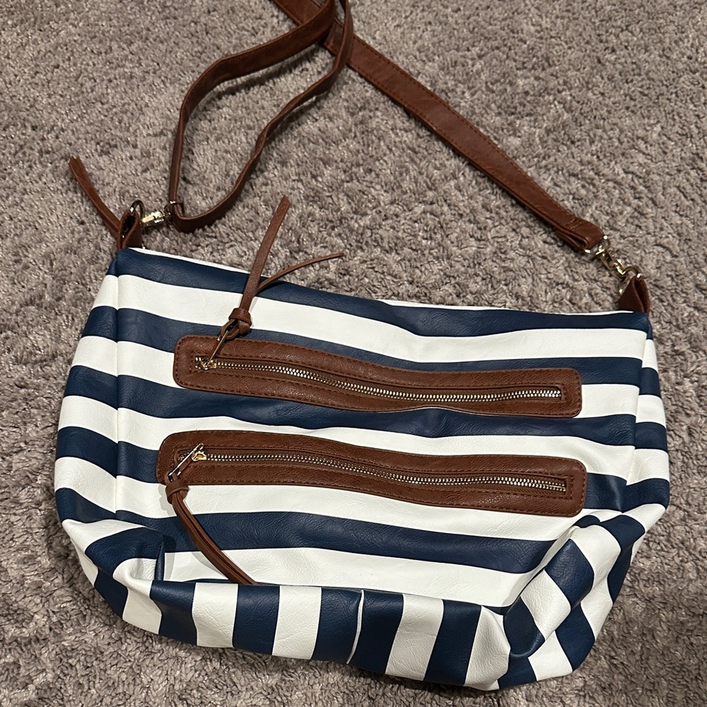 Striped Blue and White Shoulder Bag